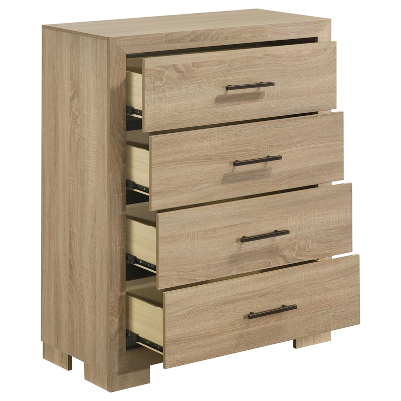 Coaster Arielle 4-drawer Transitional Wood Bedroom Chest in Light Oak Brown
