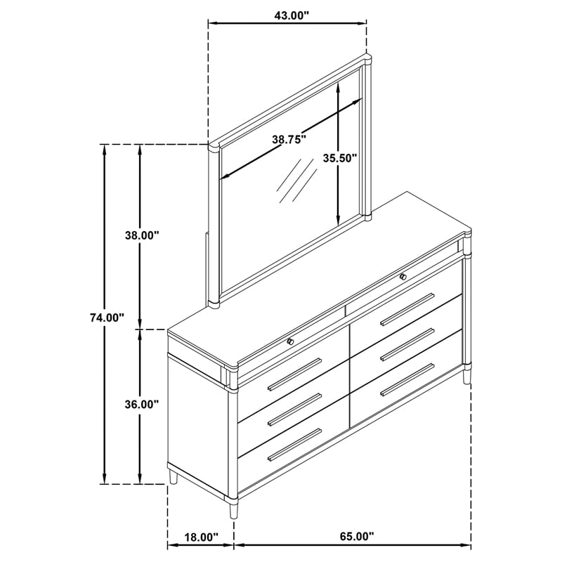 Coaster Gracemont 8-drawer Wood Bedroom Dresser with Mirror in White