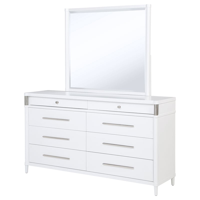 Coaster Gracemont 8-drawer Wood Bedroom Dresser with Mirror in White
