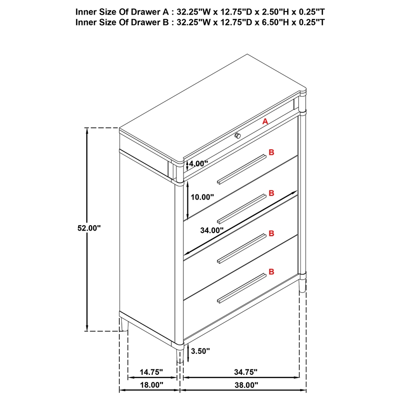 Coaster Gracemont 5-drawer Contemporary Wood Bedroom Chest in White