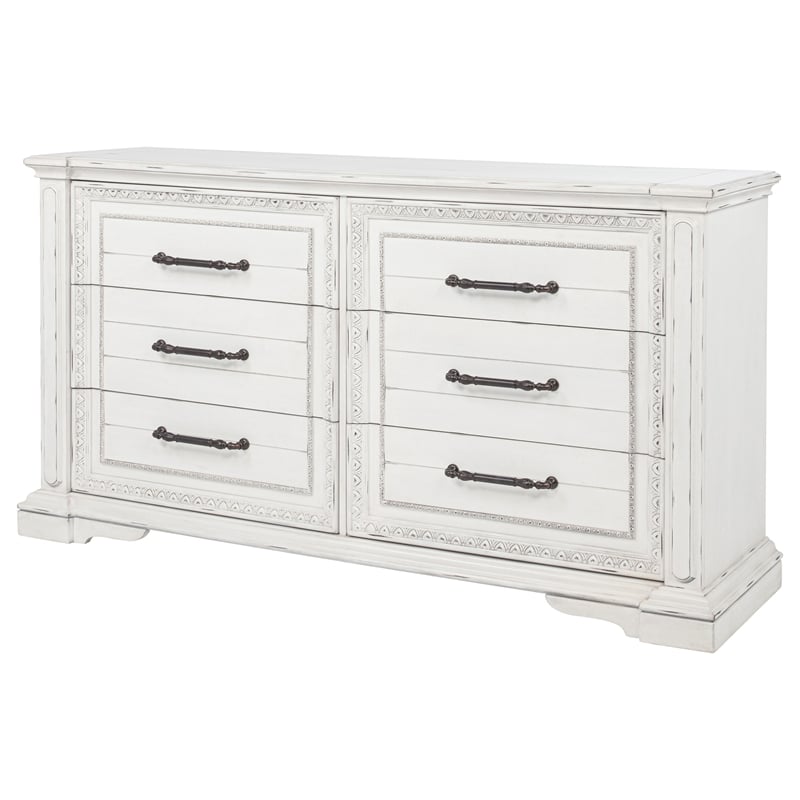 Coaster McKinney 6-drawer Wood Bedroom Dresser Cabinet in Vintage White