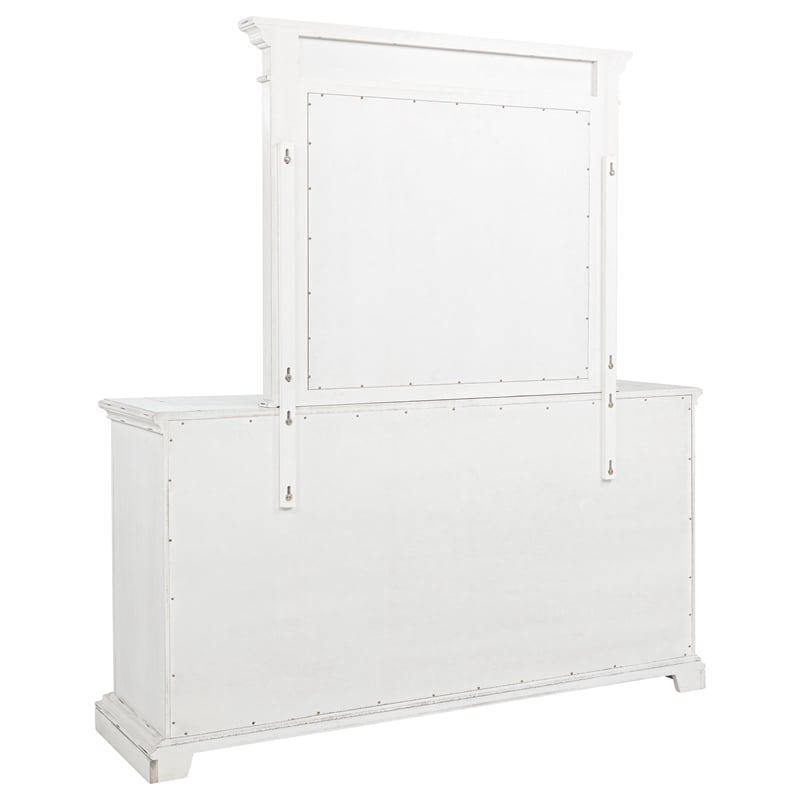 Coaster McKinney 6-drawer Wood Bedroom Dresser with Mirror in Vintage White