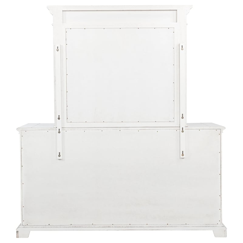Coaster McKinney 6-drawer Wood Bedroom Dresser with Mirror in Vintage White