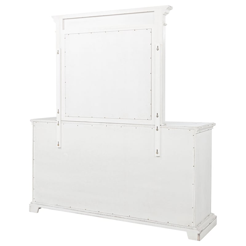 Coaster McKinney 6-drawer Wood Bedroom Dresser with Mirror in Vintage White