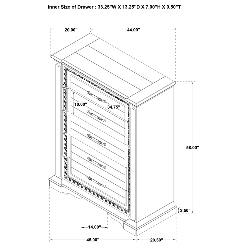 Coaster McKinney 5-drawer Traditional Wood Bedroom Chest in Vintage White