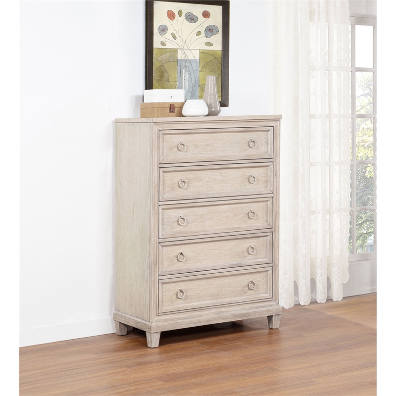 Coaster Pembroke 5-drawer Coastal Wood Chest of Drawers in Washed Oak Brown