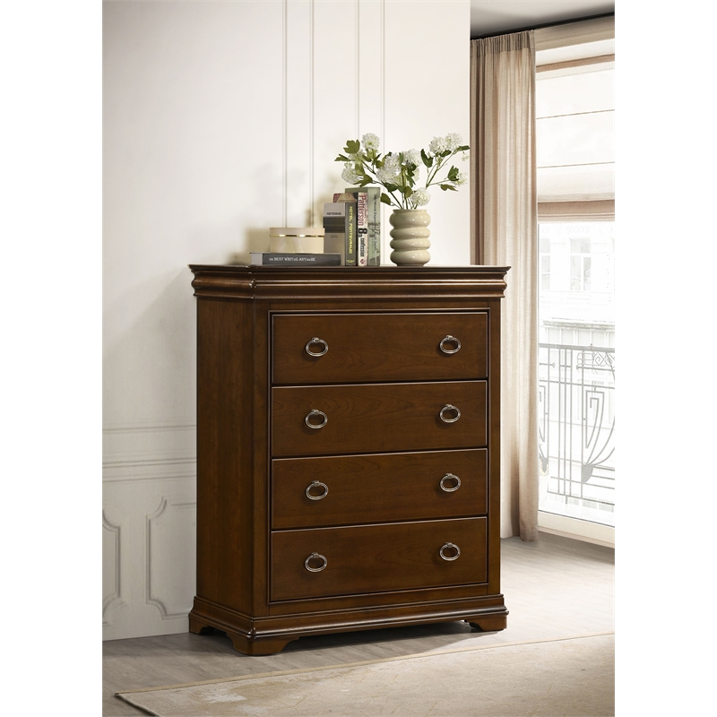 Coaster Garland 4-drawer Traditional Wood Bedroom Chest in Brown Cherry
