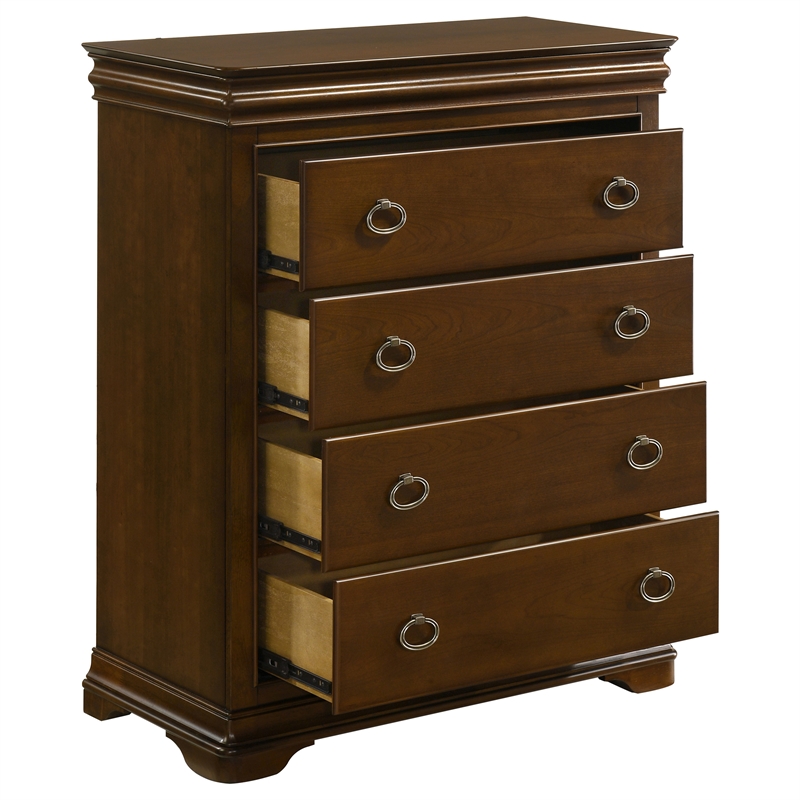 Coaster Garland 4-drawer Traditional Wood Bedroom Chest in Brown Cherry