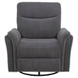 Coaster Adler Upholstered Fabric Power Swivel Glider Recliner in Charcoal Gray