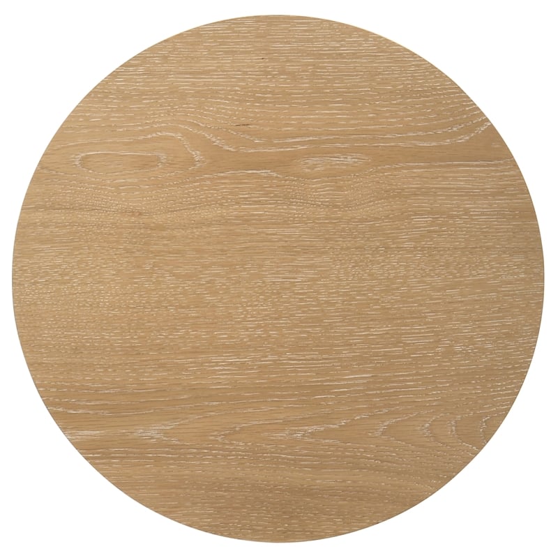 Coaster Ottowa Round Transitional Wood End Table with Lower Shelf in Washed Oak