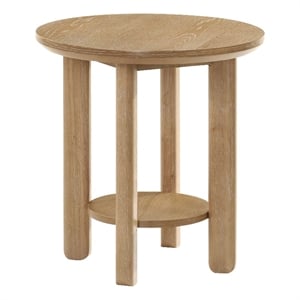 Coaster Ottowa Round Transitional Wood End Table with Lower Shelf in Washed Oak