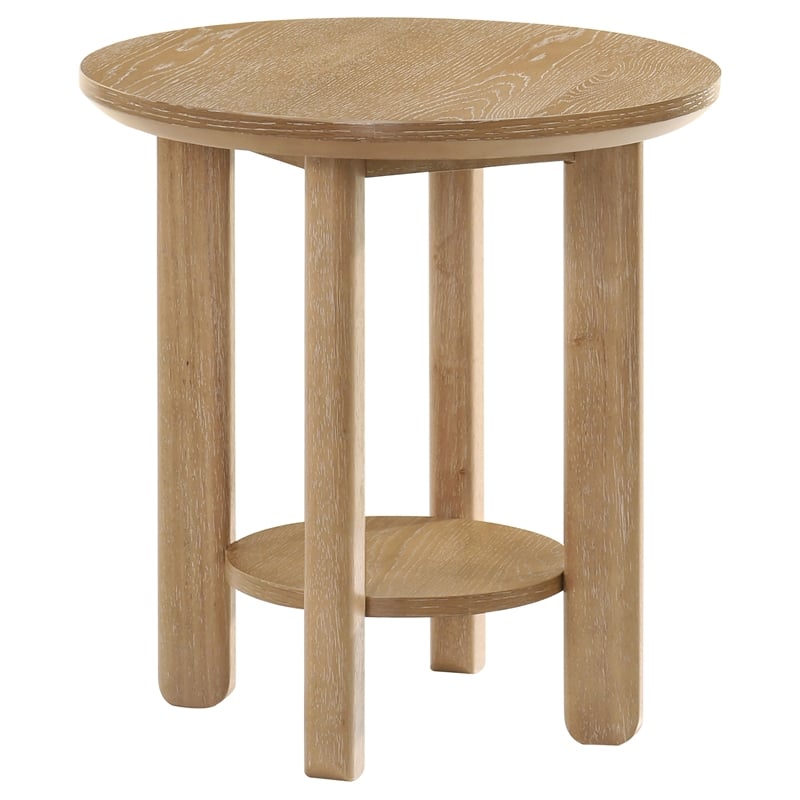 Coaster Ottowa 3-piece Round Transitional Wood Coffee Table Set in Washed Oak