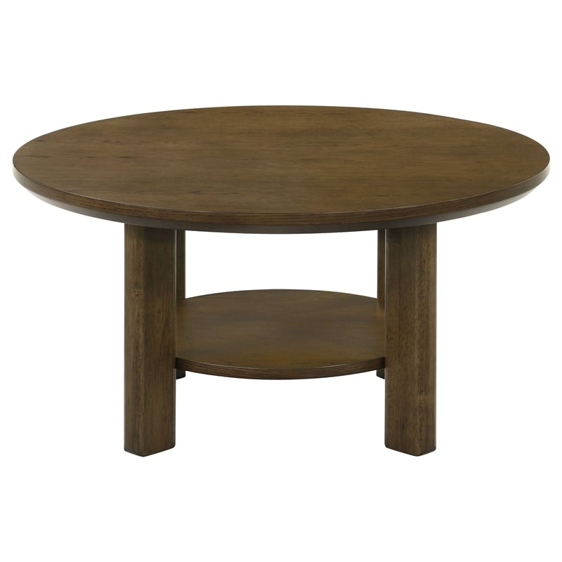 Coaster Ottowa 2-piece Round Transitional Wood Coffee Table Set in Brown