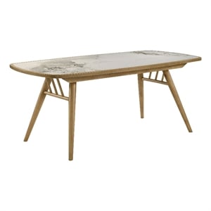 Coaster Croyden 73&quot Mid-Century Modern Wood Dining Table in Weathered Natural