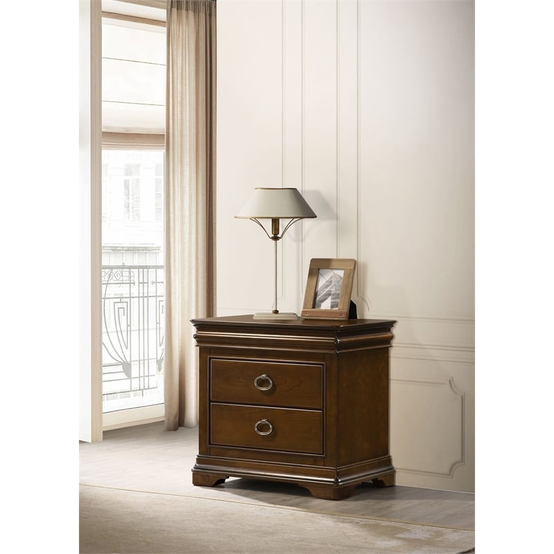 Coaster Garland 3-drawer Wood Nightstand Bedside Table in Brown Cherry