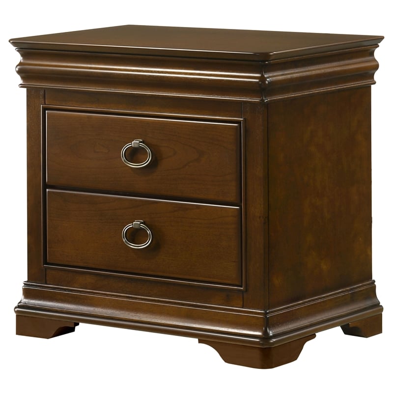 Coaster Garland 3-drawer Wood Nightstand Bedside Table in Brown Cherry