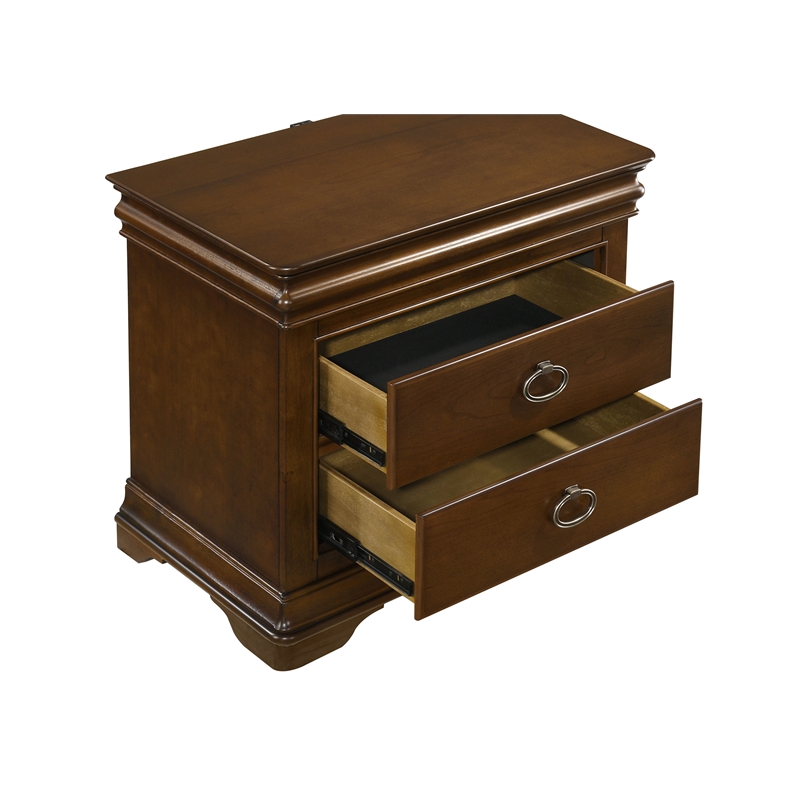 Coaster Garland 3-drawer Wood Nightstand Bedside Table in Brown Cherry
