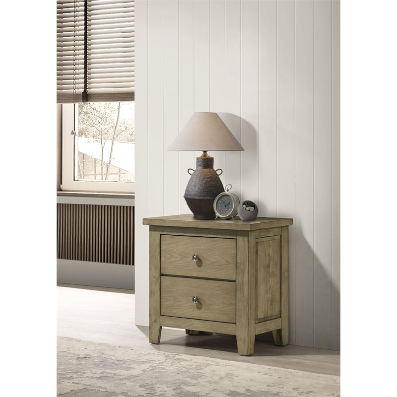 Coaster Hazlewood 2-drawer Rustic Wood Nightstand Bedside Table in Vineyard Oak