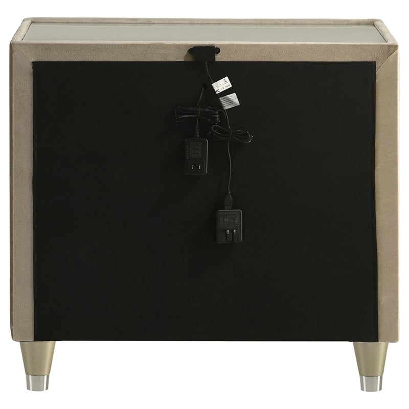 Coaster Lorient 2-drawer Traditional Wood LED Nightstand with USB in Ivory/Camel