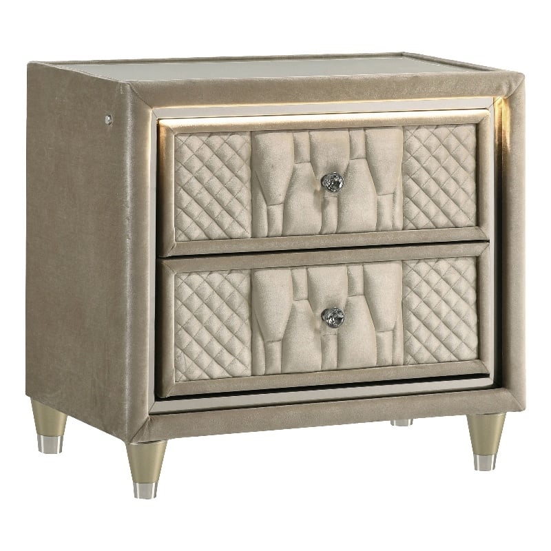 Coaster Lorient 2-drawer Traditional Wood LED Nightstand with USB in Ivory/Camel