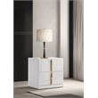 Coaster Ines 2-drawer Wood Nightstand Bedside Table in White High Gloss