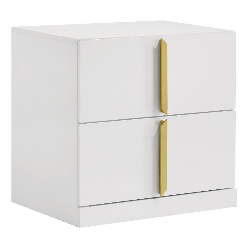 Coaster Ines 2-drawer Wood Nightstand Bedside Table in White High Gloss