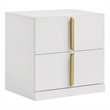 Coaster Ines 2-drawer Wood Nightstand Bedside Table in White High Gloss