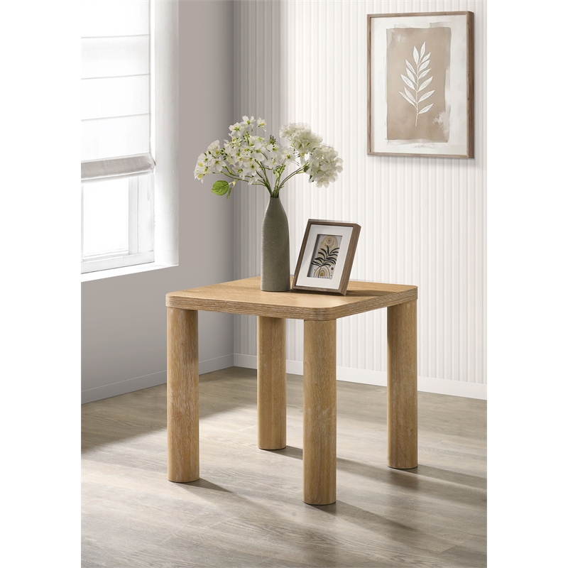 Coaster Castlewood Transitional Wood Accent Side End Table in Washed Oak