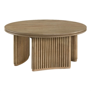 Coaster Adina 36&quot Round Transitional Wood Coffee Table in Distressed Light Brown