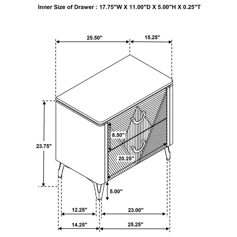 Coaster Cassia 2-drawer Wood Nightstand Bedside Table in White High Gloss