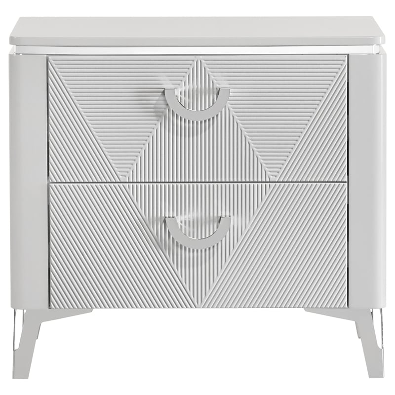 Coaster Cassia 2-drawer Wood Nightstand Bedside Table in White High Gloss