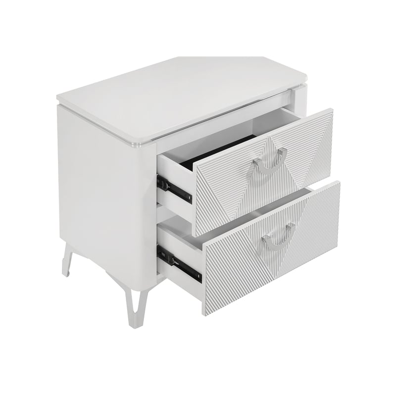 Coaster Cassia 2-drawer Wood Nightstand Bedside Table in White High Gloss