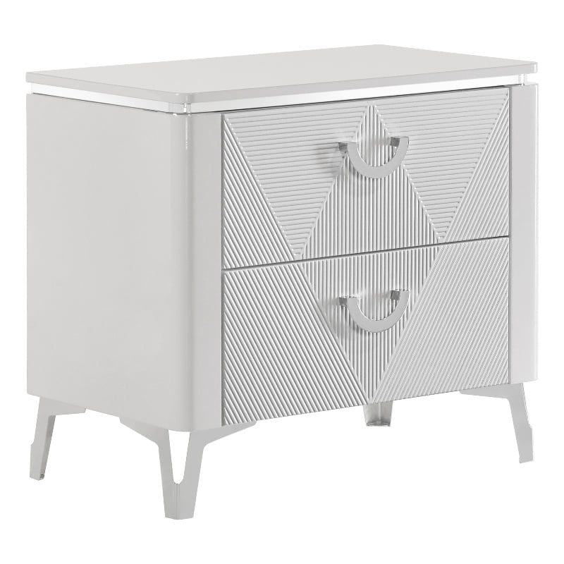 Coaster Cassia 2-drawer Wood Nightstand Bedside Table in White High Gloss