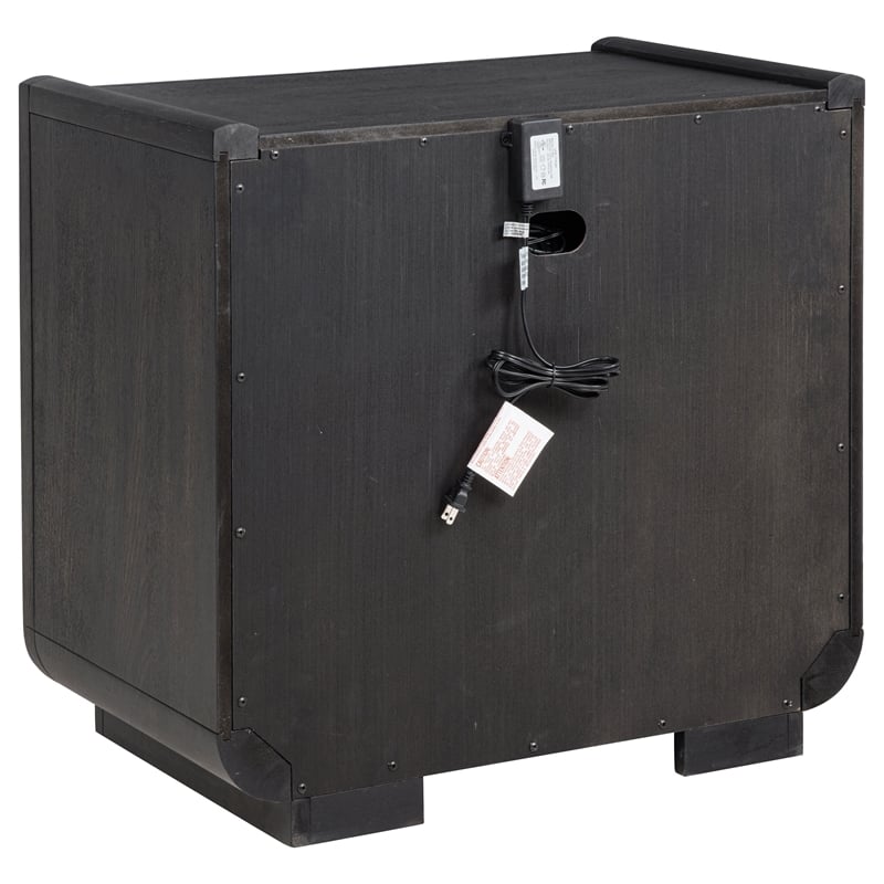 Coaster Leandro 2-drawer Wood LED Nightstand with USB in Burnished Black