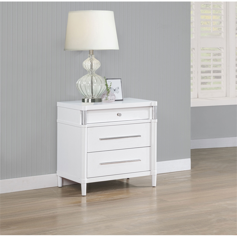 Coaster Gracemont 3-drawer Wood Bedroom Nightstand Bedside Table in White