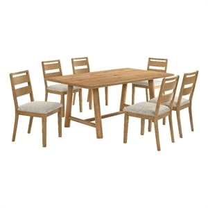 Coaster Duncan 7-Piece Transitional Wood Dining Table Set in Washed Oak Brown