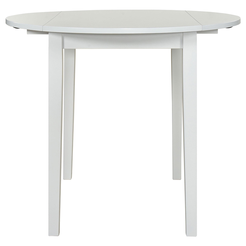 Coaster Bucknell 3-Piece Round Wood Drop Leaf Dining Table Set in White/Beige