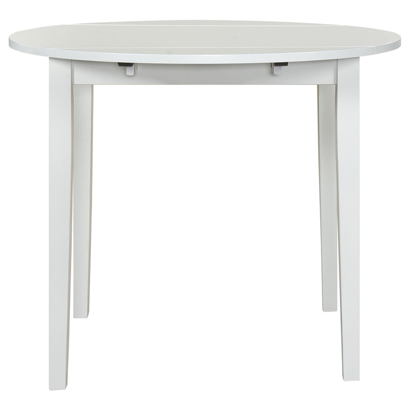 Coaster Bucknell 3-Piece Round Wood Drop Leaf Dining Table Set in White/Beige