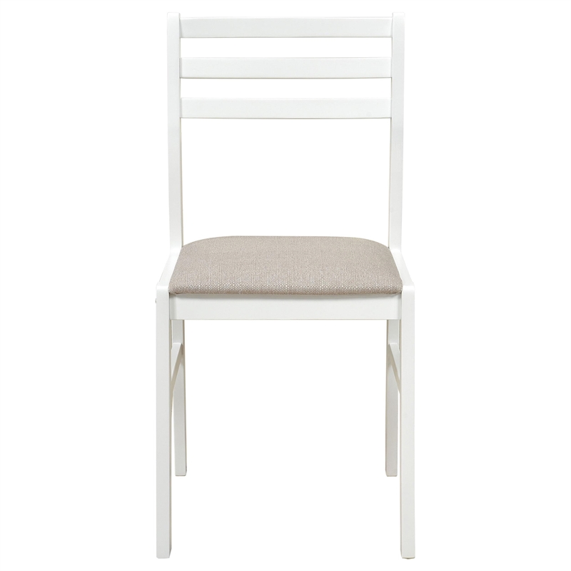 Coaster Bucknell 3-Piece Round Wood Drop Leaf Dining Table Set in White/Beige