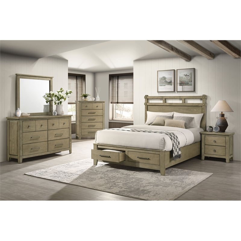 Coaster Hazlewood 5-Piece Wood Queen Storage Bedroom Set in Oak Brown