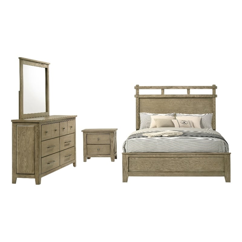 Coaster Hazlewood 4-Piece Wood Queen Bedroom Set in Vineyard Oak Brown