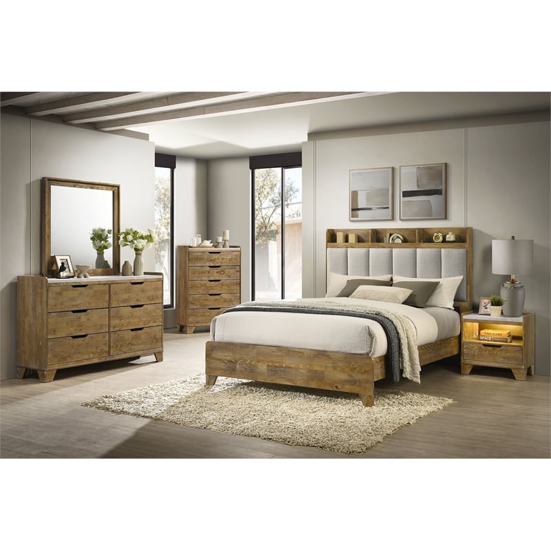 Coaster Henderson 5-Piece Wood Eastern King Bedroom Set in Medium Oak Brown