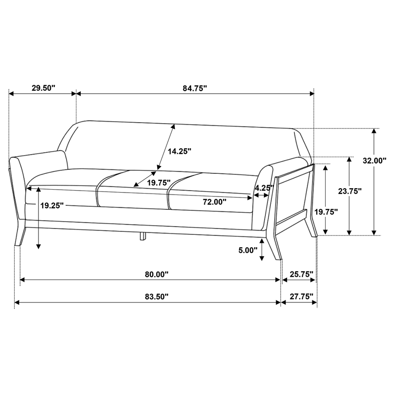 Coaster Vaughn 3-Piece Upholstered Fabric Flared Arm Sofa Set in Gray