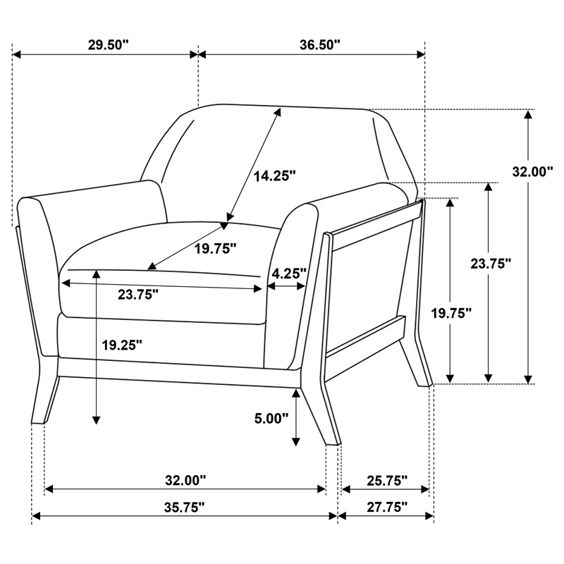 Coaster Vaughn 3-Piece Upholstered Fabric Flared Arm Sofa Set in Gray