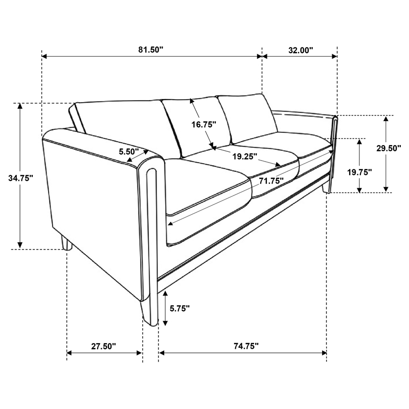 Coaster Islington 3-Piece Upholstered Fabric Panel Arm Sofa Set in Taupe Brown