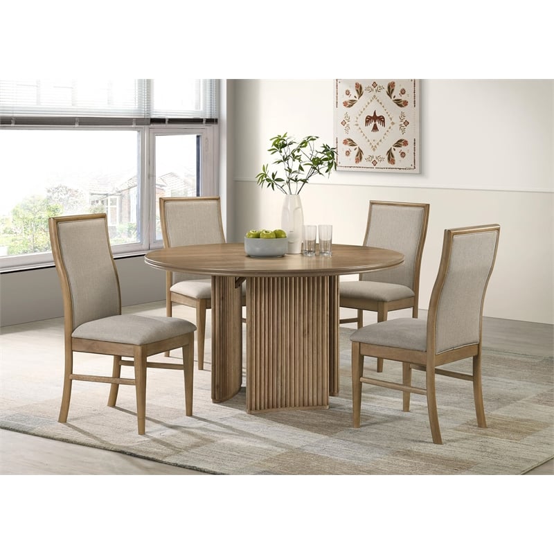 Coaster Adina 5-Piece Wood Dining Table Set in Distressed Light Brown/Barley