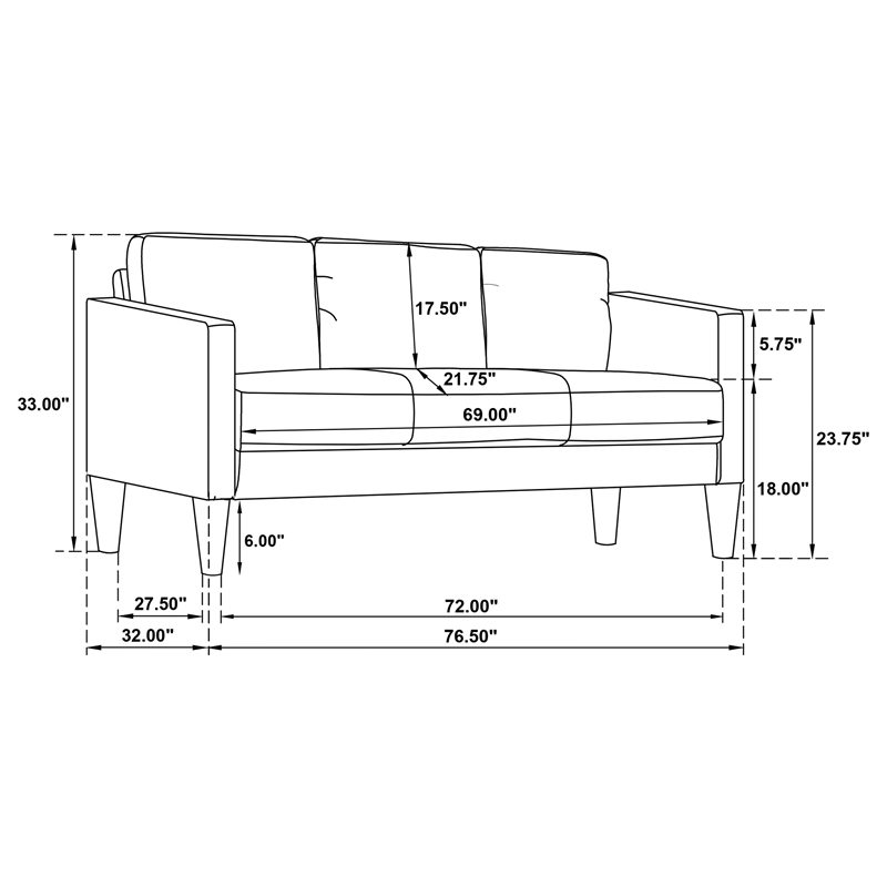 Coaster Ruth 2-Piece Upholstered Fabric Track Arm Sofa in Matcha Green