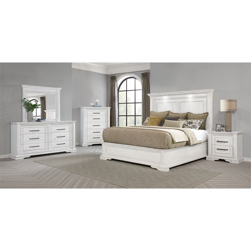 Coaster McKinney 5-Piece Wood Eastern King Bedroom Set in Vintage White