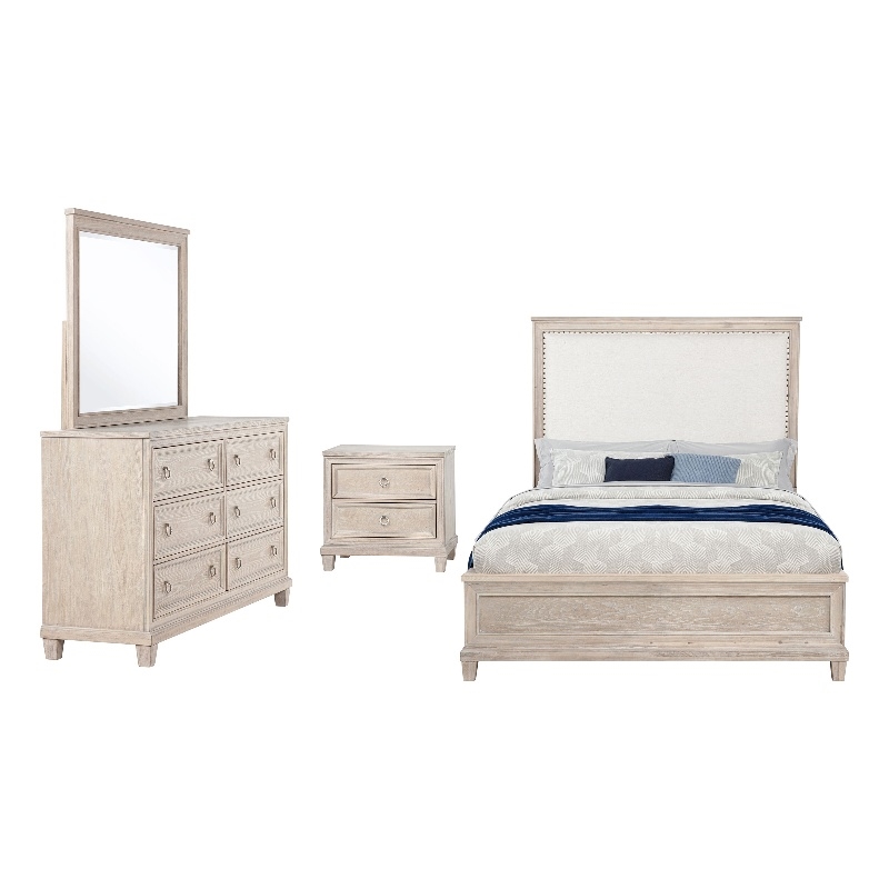 Coaster Pembroke 4-Piece Wood Eastern King Bedroom Set in Washed Oak Brown