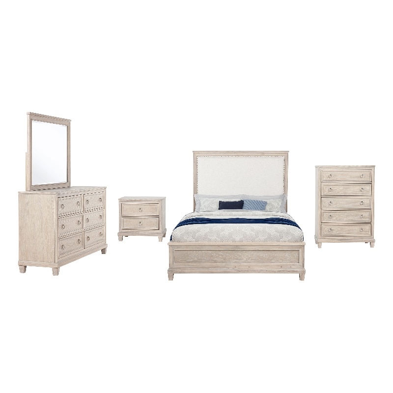 Coaster Pembroke 5-Piece Wood California King Bedroom Set in Washed Oak Brown